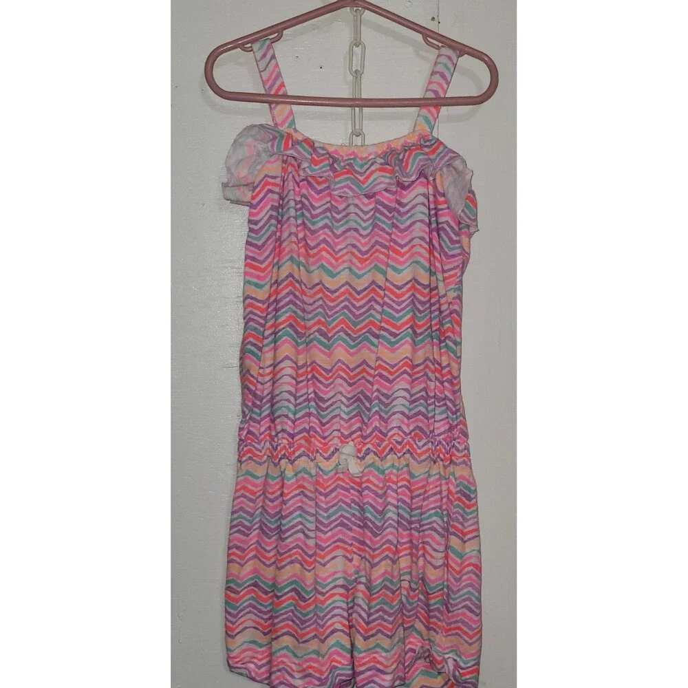 Girls Pink Chevron Romper AH44